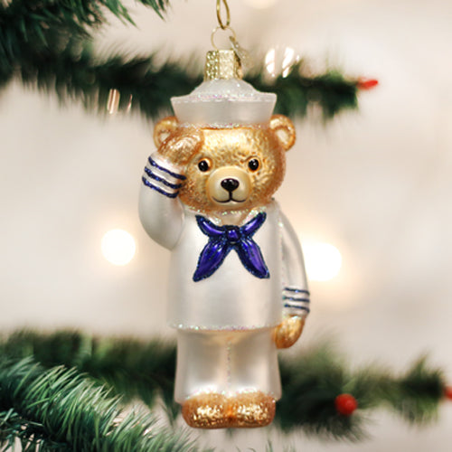 Navy Bear Ornament