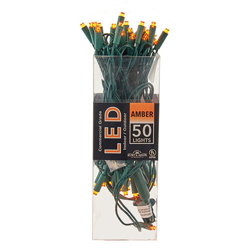 LED Amber Light with Green Wire 5mm 50 Light Set