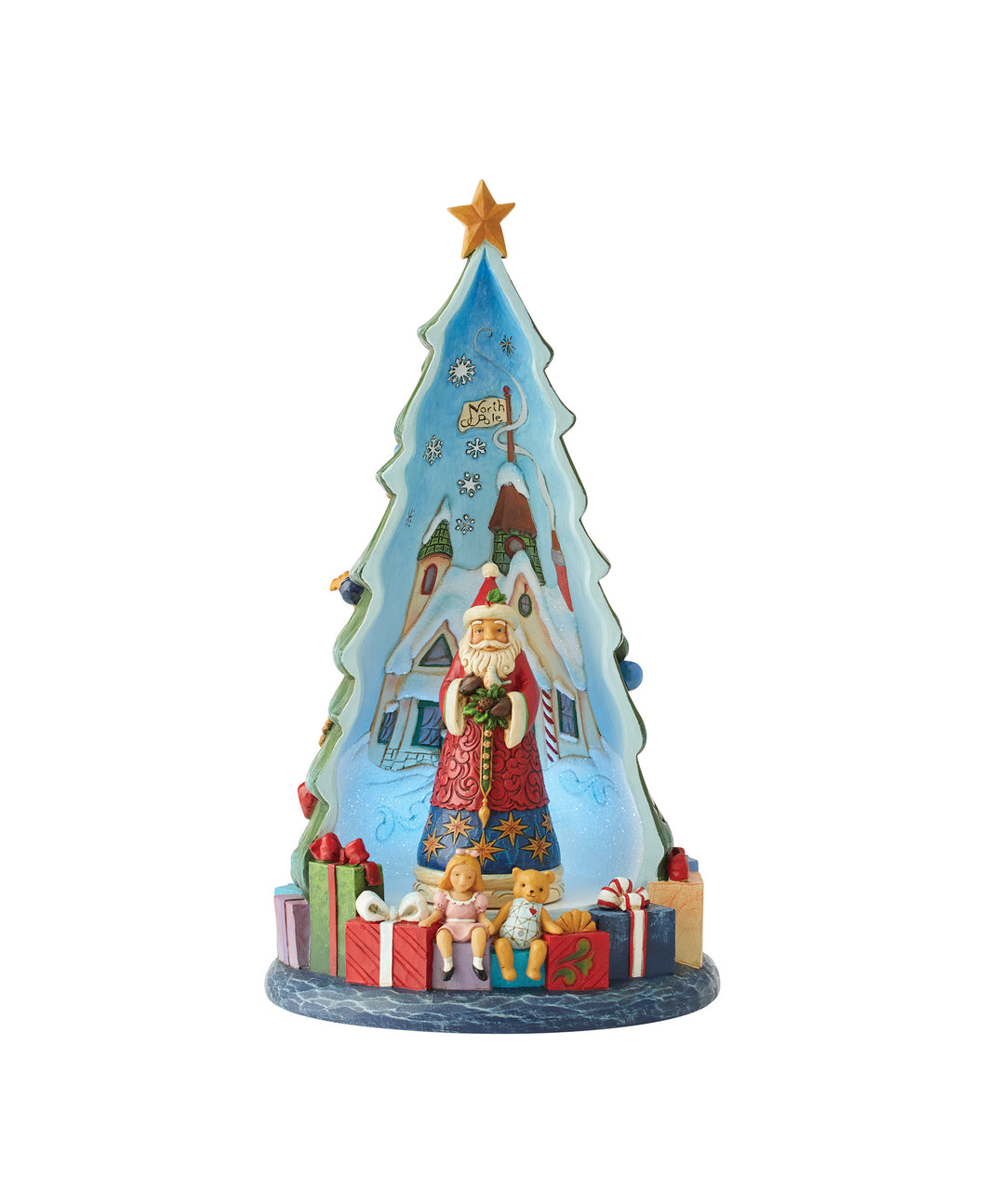 Santa in Tree Lit Figurine