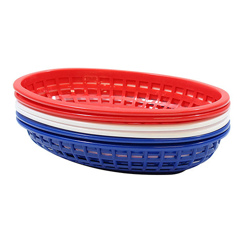Red, White & Blue Oval Plastic Basket Set of 6