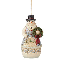 Load image into Gallery viewer, Victorian Snowman with Wreath Ornament
