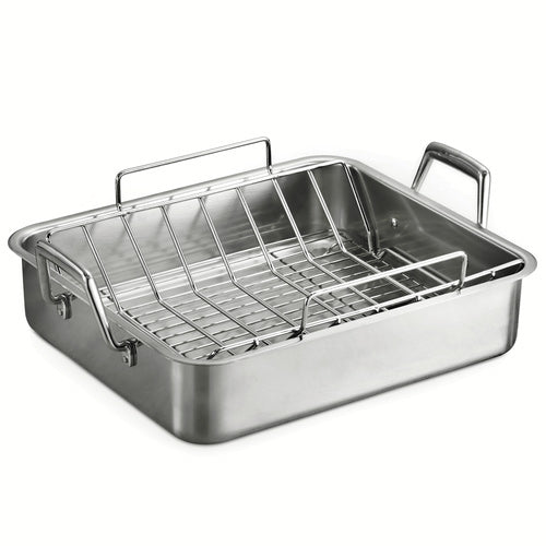 Prima Stainless Steel Roasting Pan with Basting Grill 16.5