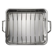 Load image into Gallery viewer, Prima Stainless Steel Roasting Pan with Basting Grill 16.5&quot;
