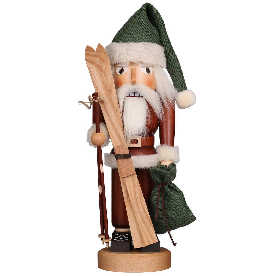 Natural Santa with Skis Nutcracker