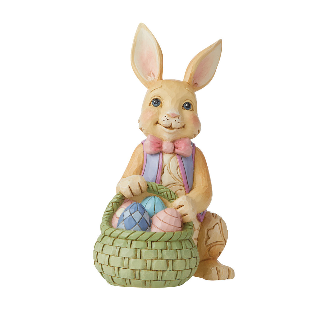 Mini Bunny with Easter Basket Figurine