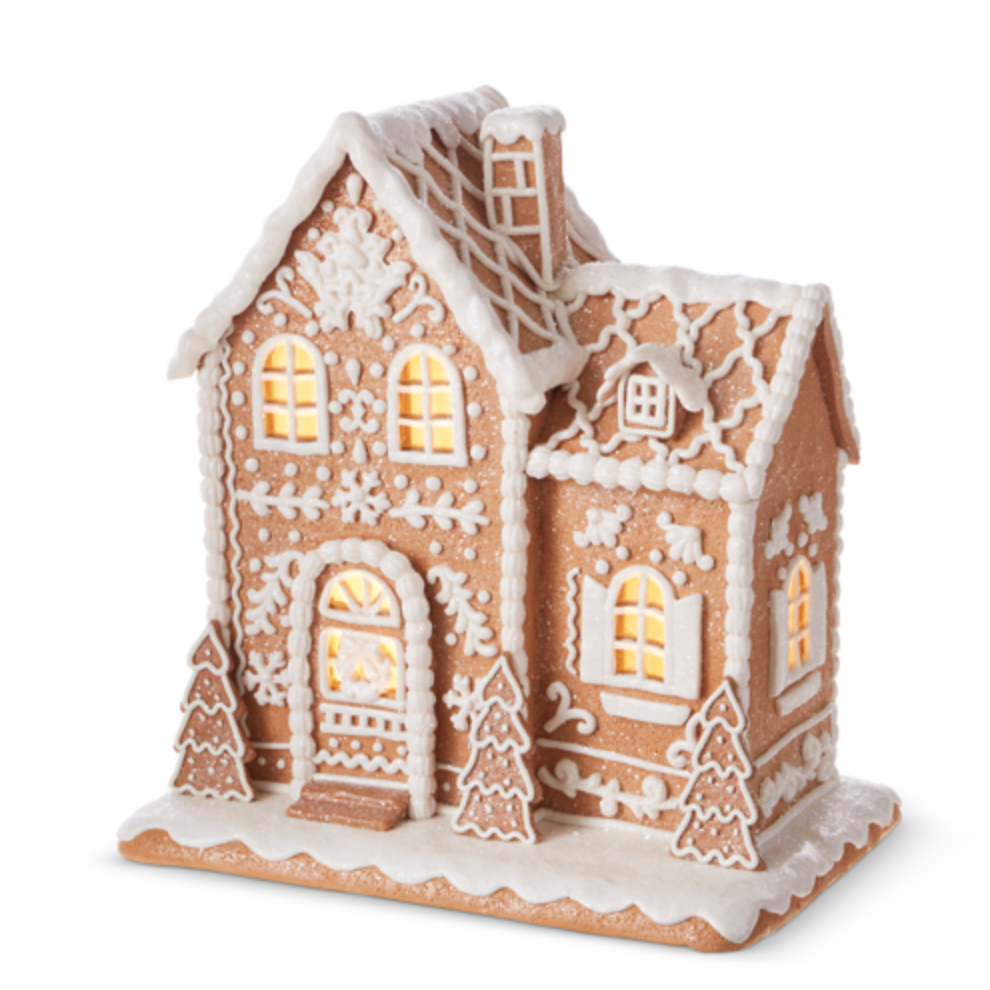 White Icing Lighted Gingerbread House 12.5