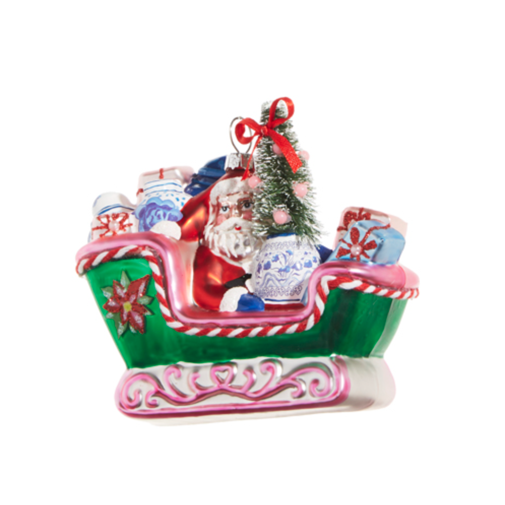 Chinoiserie Sleigh Ride Ornament 5.5